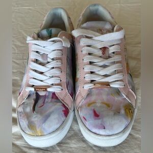 Ted Baker EyeWo Floral Sneakers Pink Low Top Lace Up US 8 EU 39